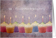 Surprise Birthday Party - Invitation - Decorated Cupcakes card
