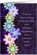 Flower Girl Invitation - Cousin - Flowers - Bokeh - Patterns card