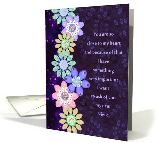 Flower Girl Invitation - Niece - Flowers - Bokeh - Patterns card