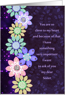 Flower Girl Invitation - Sister - Flowers - Bokeh - Patterns card