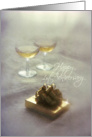 Anniversary - 1st - Romantic Gift & Champagne Glasses card