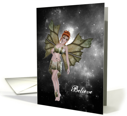 Note Card - Believe - Fairy Redhead in the Night Sky card (802869)