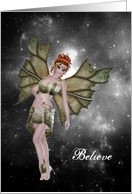 Note Card - Believe - Fairy Redhead in the Night Sky card