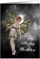 Birthday - Fairy Redhead in the Night Sky card