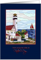 Father’s Day - Across the miles - Lighthouse - Boat - Scenery card