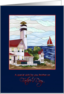 Father’s Day - Brother - Lighthouse - Boat - Scenery card