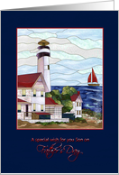 Father’s Day - Son - Lighthouse - Boat - Scenery card