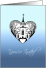 Invitation - Wedding Ceremony - Church Scenery in a Heart card