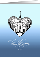 Thank You - Wedding Attendant - Church Scenery in a Heart card