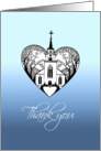 Thank You - Wedding Attendant - Church Scenery in a Heart card