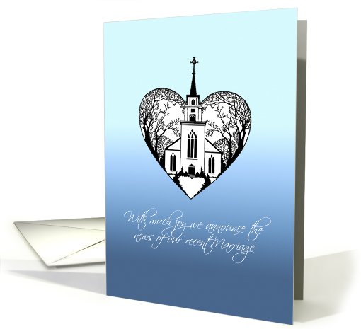 Announcement - Just Married - Church Scenery in a Heart card (830642)