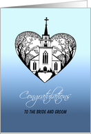 Congratulations - Bride & Groom - Church Scenery in a Heart card