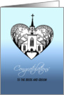 Congratulations - Bride & Groom - Church Scenery in a Heart card