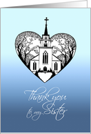 Thank you - Maid of honor - Sister - Church Scenery in a Heart card