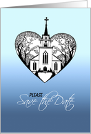 Save the Date - Wedding - Church Scenery in a Heart card