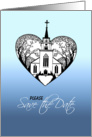 Save the Date - Wedding - Church Scenery in a Heart card