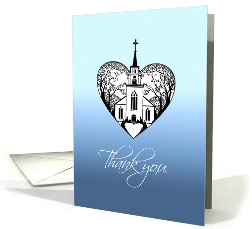 Thank you - Being in our Wedding - Church Scenery in a Heart card