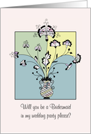 Invitation - Bridesmaid - Art Deco Style - Flowers in a Vase card