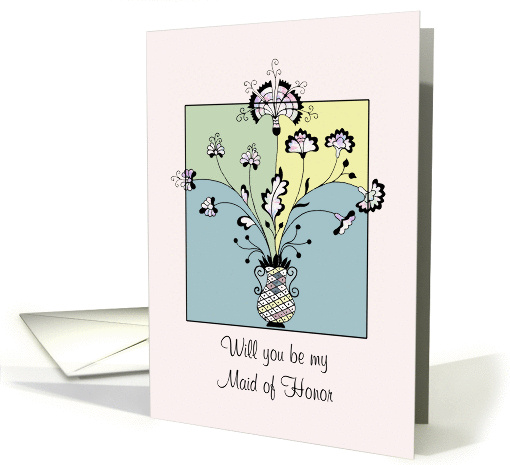 Invitation - Maid of Honor - Art Deco Style - Flowers in a Vase card