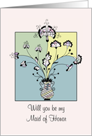 Invitation - Maid of Honor - Art Deco Style - Flowers in a Vase card