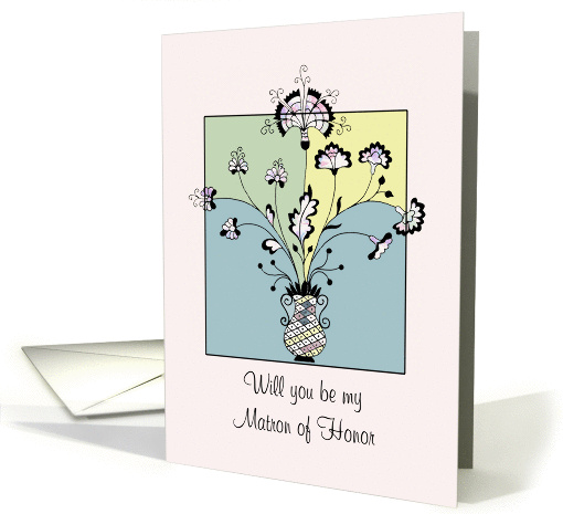 Invitation - Matron of Honor - Art Deco Style - Flowers in a Vase card