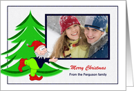 Christmas Season - Elf holds the Photo Card