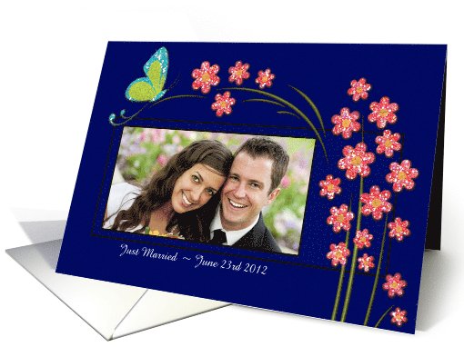 Just Married - Announcement - Butterfly & Flowers card (851786)