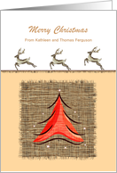 Christmas - Woven Tree + Reindeer Trio card