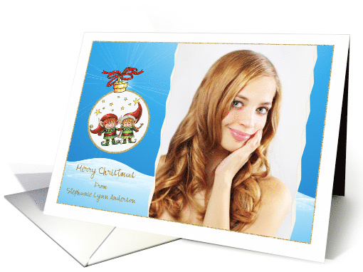 Christmas - Two Elf's Ornament - Customizable card (852794)