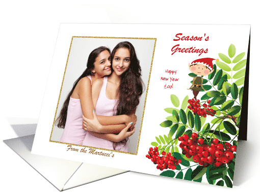 Christmas Season - Elf in the Holly Berries card (852820)
