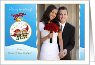 Holiday Greetings - Two Elf’s Ride an Ornament card
