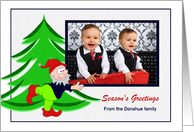 Christmas Season - Elf holds the Photo Card