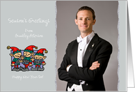 Season’s Greetings - 3 cute Elves - Customizable Photo Card