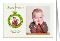 Happy Holidays - Christmas Elf in the Wreath card