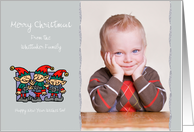 Christmas - 3 friendly Elves - Photo Card