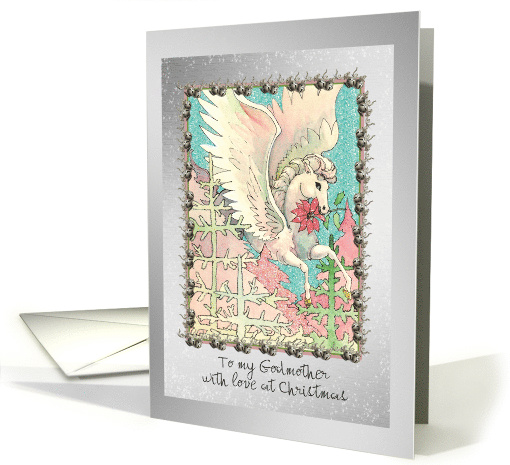 Christmas - Godmother - Jingle Bell Framed Flying Horse card (875926)