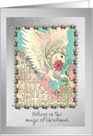 Christmas - Believe - Jingle Bell Framed Winged Horse card