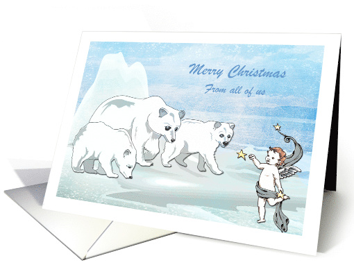 Christmas - From all of us - Polar Bears meet Polar Angel card