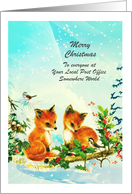 Christmas - Postal - Fox + Birds card