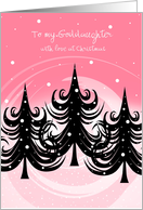 Christmas - Goddaughter - Winter Trees on Pink card