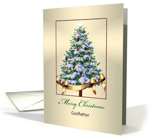 Christmas, Godfather, Festive Ornaments on Christmas Tree card