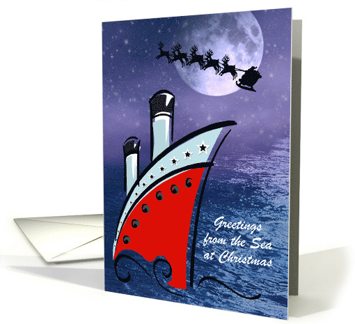 Christmas - Cruise Ship meets Santa Sleigh at night card (883087)