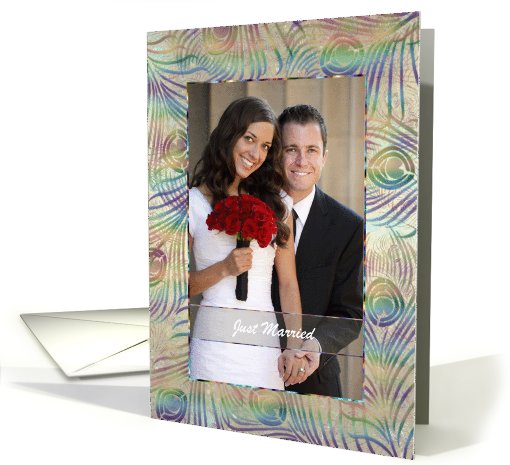 Just Married Announcement - Peacock Feathers - Photo card (909281)