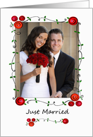 Just Married Announcement - Photo Card - Rose Frame card