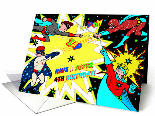 Grandson Superhero Show - 4th Birthday card (912873)