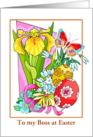 Boss - Flowers + Easter Eggs + Butterfly Illustration card