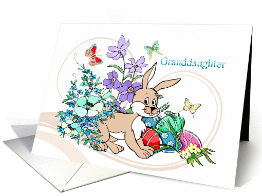 Easter - Granddaughter - Bunny Rabbit + Decorated Eggs card (915876)