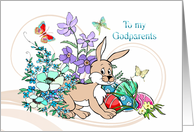 Easter - Godparents - Bunny Rabbit - Flowers + Decorated Eggs card