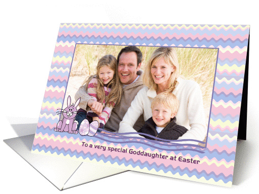 Goddaughter - Easter - Photo card - Bunny + Decorated Eggs card