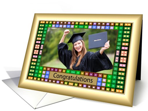 Congratulations Graduate - Colorful Squares Pattern Photo card